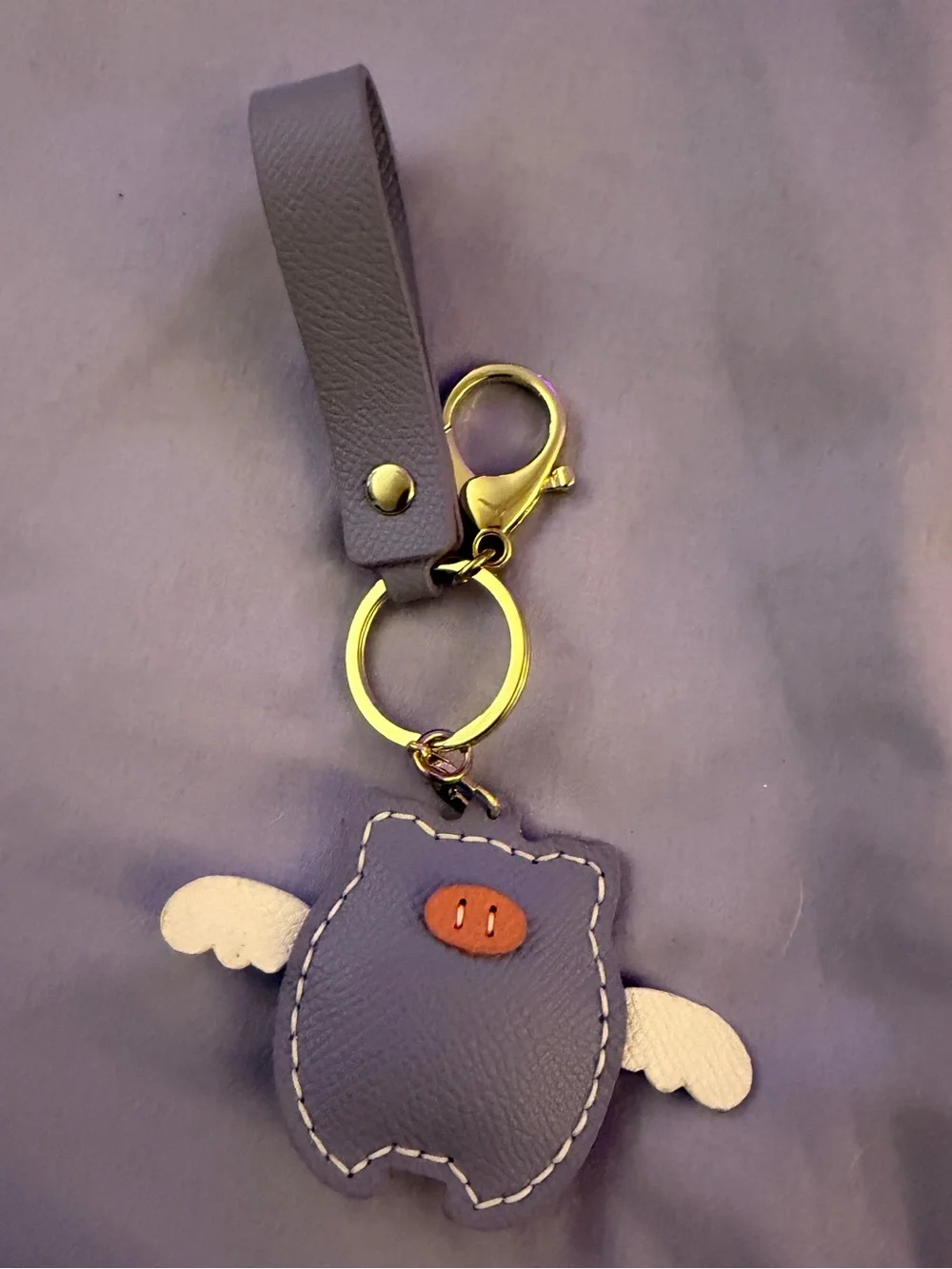 Pigs Fly Handmade Purple Keychain Bag Charm